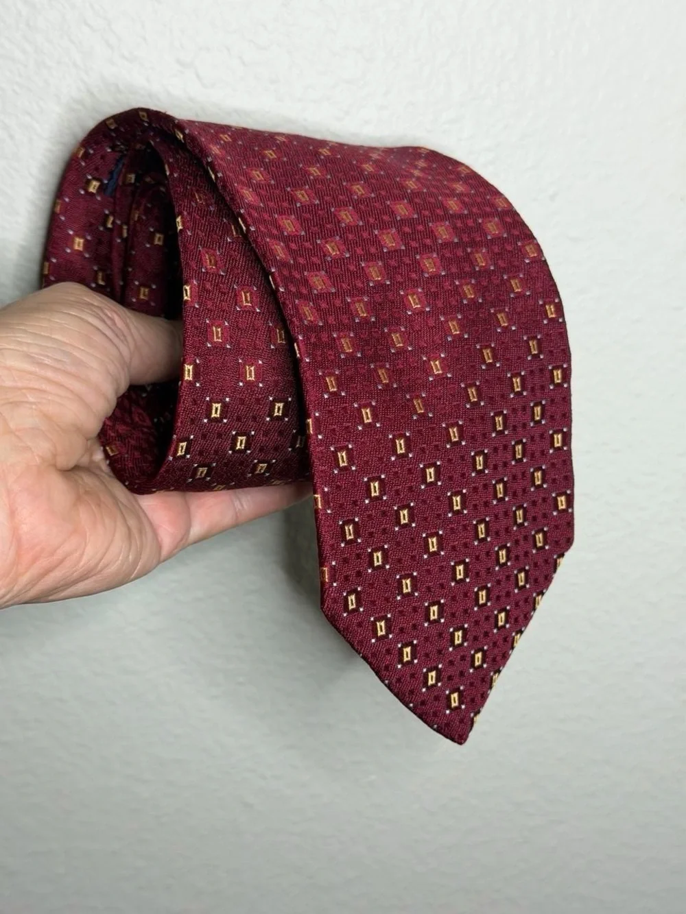 Burberry Burgundy Geometric Silk Tie